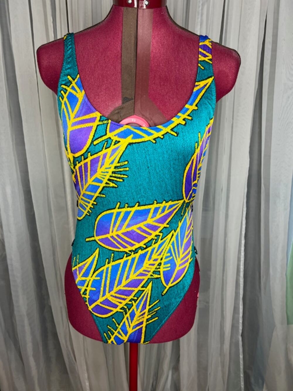 Dippers Tantilizer one piece swimsuit Vintage leaf teal purple